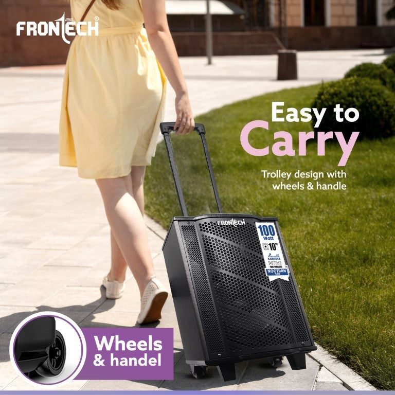 Frontech Nocturn Neo Trolley Speaker | 100W Sound | Wireless Mics | Multi-Input (SW-0225) Frontech Nocturn Neo Trolley Speaker | 100W Sound | Wireless Mics | Multi-Input (SW-0225)